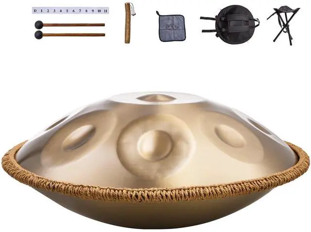 Alt view image 8 of 8 - Handpan Drum, 22 in & 10 Notes, D Minor Hand Drum, Hand Pan Drum Instrument with Mallets, 432Hz Handpan Stand & Carry Bag, Steel Healing Sound Drum, Percussion Instruments for Adults Beginners