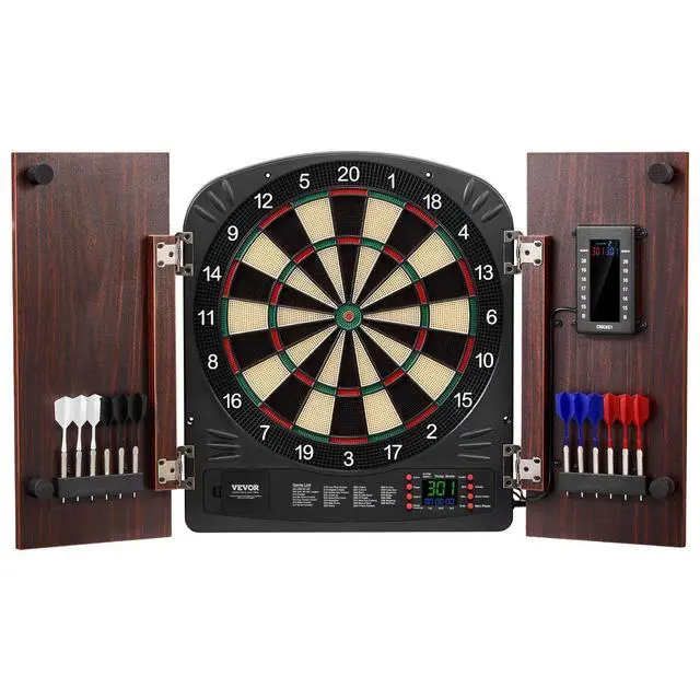Alt view image 8 of 8 - Dartboard and Cabinet Set, Ready-to-Play Bundle Dartboard Cabinet Set, Hideaway Cabinet Features Electronic Scoring, Easy Assembly, Complete with All Accessories, Perfect for Cricket Games