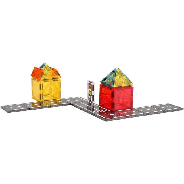 Alt view image 8 of 8 - VEVOR Magnetic Tiles, 56 PCS Magnetic Road Building Blocks for Kids, Magnet Building Set with Storage Bag, STEM Sensory Educational City Construction Stacking Toys Gift for Toddlers Boys Girls Aged 3+