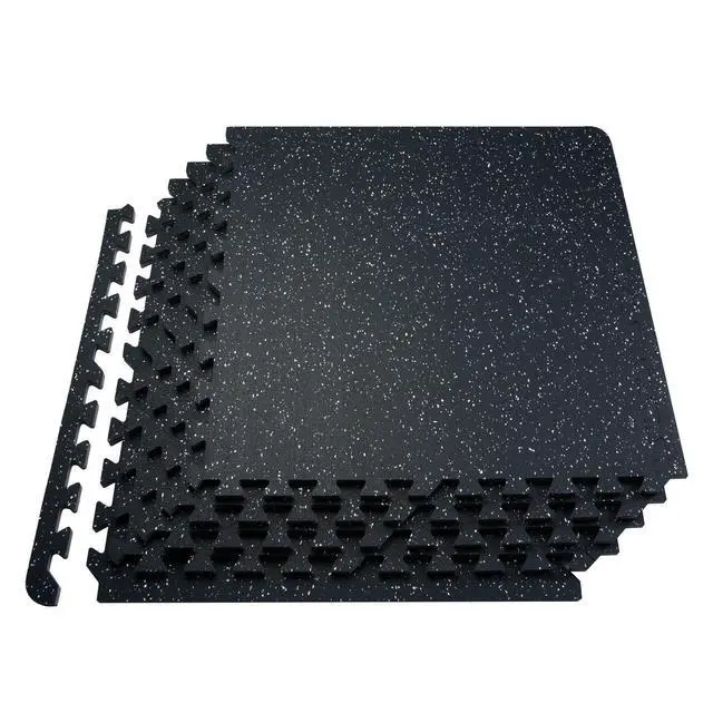 Alt view image 8 of 8 - 0.56 Inch Thick Gym Floor Mats, 25 Tiles Rubber Top with EVA Foam, 25" x 25" Gym Flooring Workout Mats with 100sq.ft Coverage, Interlocking Puzzle Gym Mats for Gym, Home, Garage, Black & White