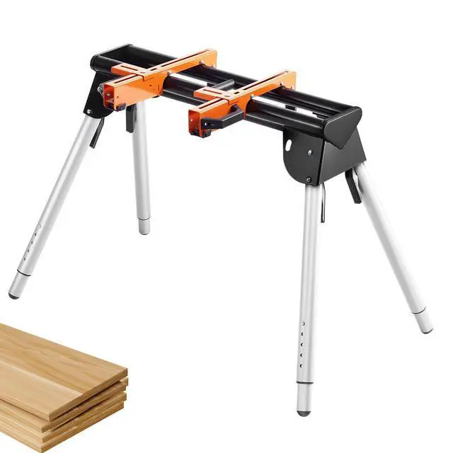Alt view image 15 of 15 - Miter Saw Stand, 330lbs Load Capacity Steel Collapsible Stand for Miter Saw with One-piece Mounting Brackets Clamps, 29.1"-32.9" Adjustable Height, Portable Compact and Folding Miter Saw Stand