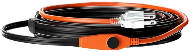 Alt view image 8 of 8 - Pipe Heating Cable, 12FT 7W/FT Heat Tape for Pipes with Built-in Thermostat, Water Pipe Heat Cable Protects PVC Hose, Metal and Plastic Pipe from Freezing