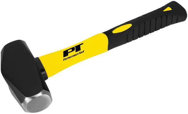 Main image of Performance Tool M7105 Heavy Duty Fiberglass Handle Hammer with Anti-Shock Rubber Cushion Grip and Mirror Polished Striking Face, 11-Inch Handle