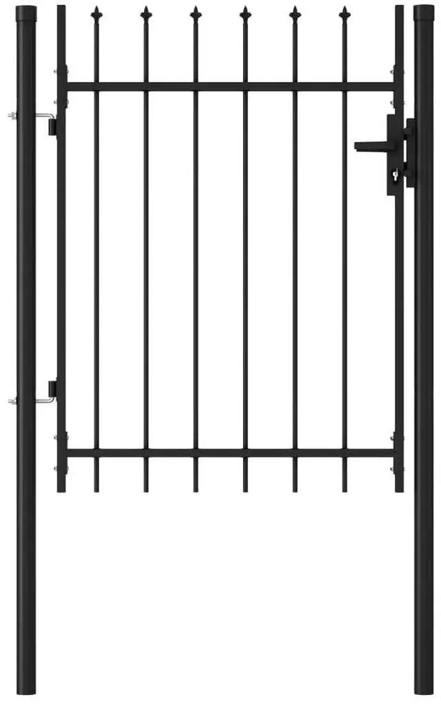 Alt view image 9 of 9 - vidaXL Fence Gate Single Door with Spike Top Steel Black Garden Patio Outdoor