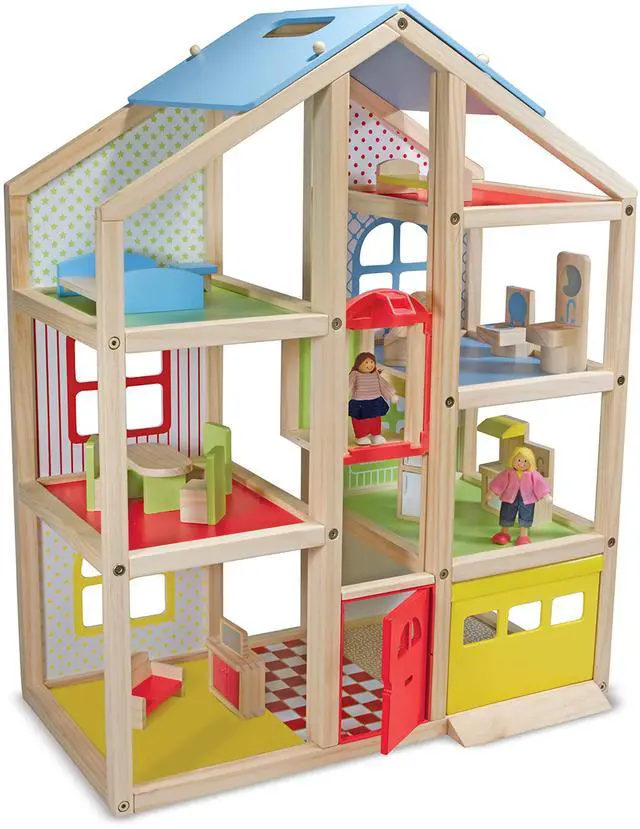 Alt view image 12 of 12 - Melissa & Doug Hi-Rise Wooden Dollhouse