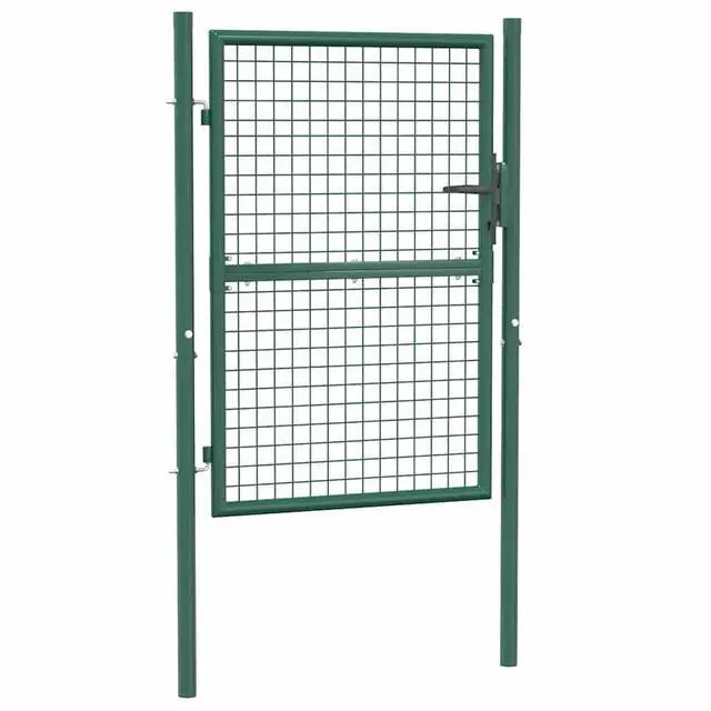 Alt view image 15 of 15 - vidaXL Fence Gate Steel 49.2" Green Outdoor Backyard Privacy Border Enclosure