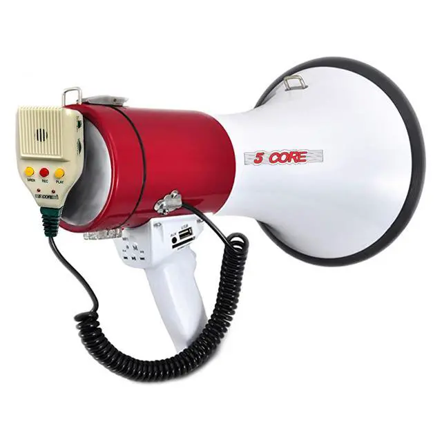 Alt view image 16 of 16 - 5 Core Megaphone Bullhorn Speaker 50W Bull Horn Cheer Megafono 1200 Yards