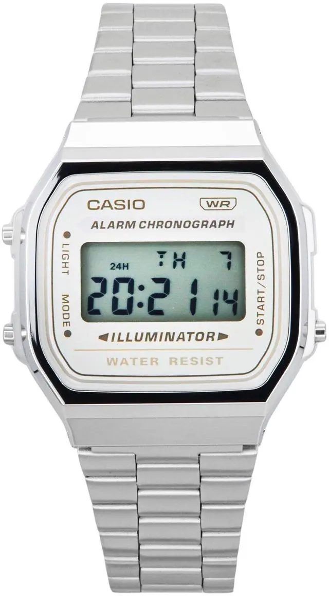 Alt view image 4 of 4 - Casio Vintage Digital Stainless Steel Bracelet Quartz A168WA-8 Unisex Watch