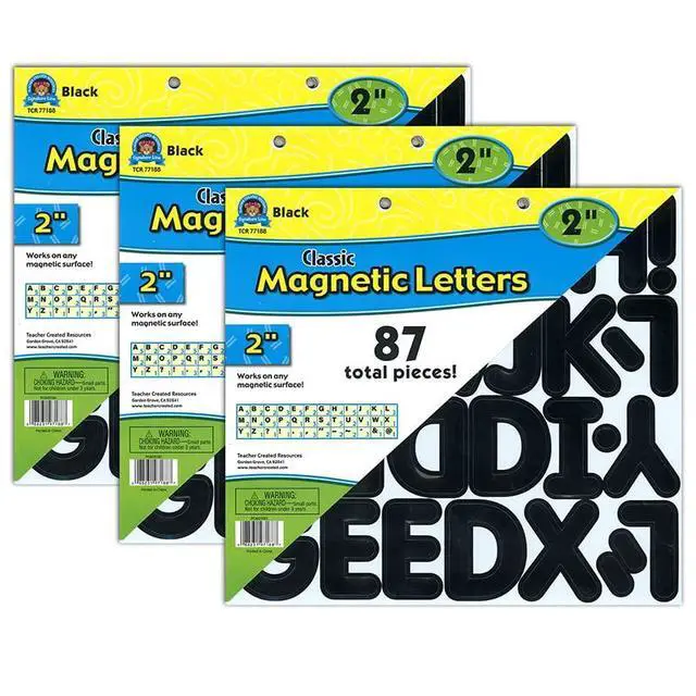 Alt view image 3 of 3 - Teacher Created Resources 2" Magnetic Classic Letters Black 87 Pieces/Pack 3 Packs (TCR77188-3)