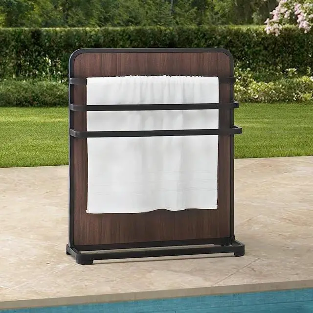 Main image of Sunjoy Black Steel Free Standing Poolside Towel Valet Holder Drying Rack
