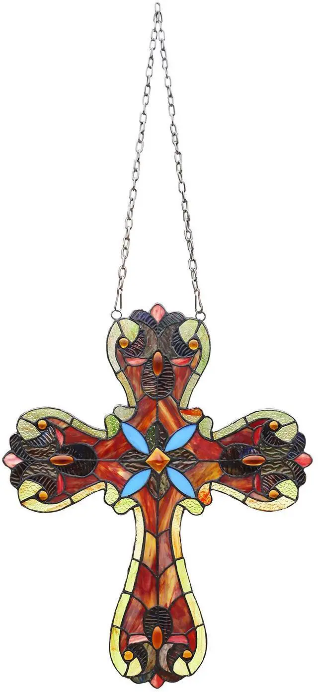 Main image of CHLOE Lighting ADELA Victorian Tiffany-style Stained Glass Window Panel 20" Tall