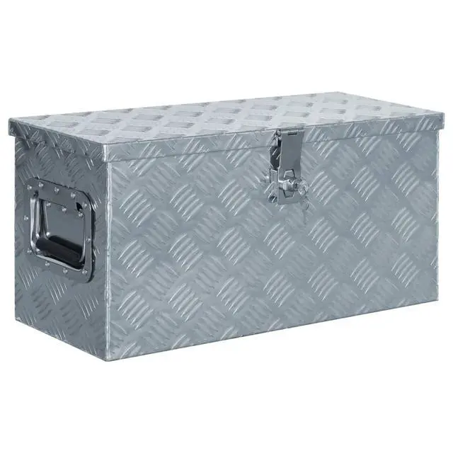 Alt view image 11 of 11 - vidaXL Aluminum Box 24.2"x10.4"x11.8" Silver Toolbox Trailer Box Organizer
