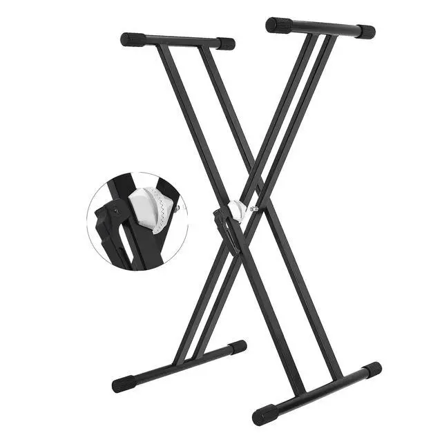Alt view image 8 of 8 - 5 Core Piano Stand Double Braced w Gear Adjustable Keyboard Stands Metal X Style On Stage Keyboard Seat Durable & Sturdy -KS 2X GEAR
