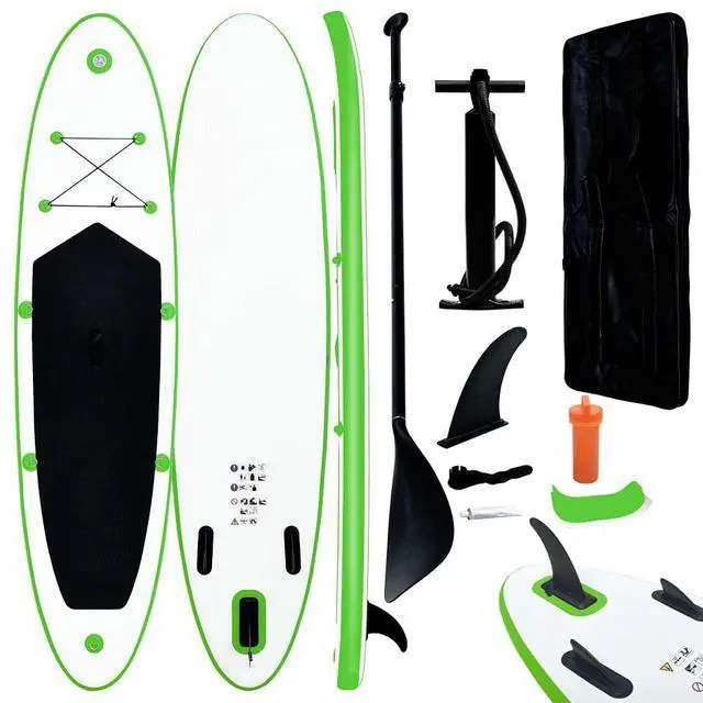 Alt view image 13 of 13 - vidaXL Paddleboard Set with Accessories Inflatable Paddleboard Green and White