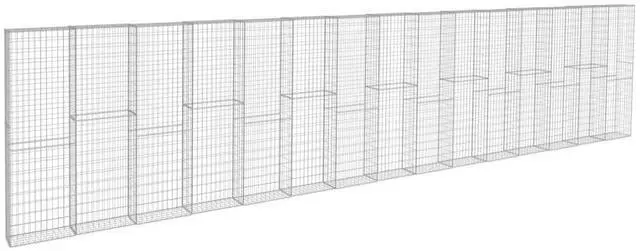 Alt view image 8 of 8 - vidaXL Gabion Wall with Covers Galvanised Steel 354.3"x19.7"x78.7"