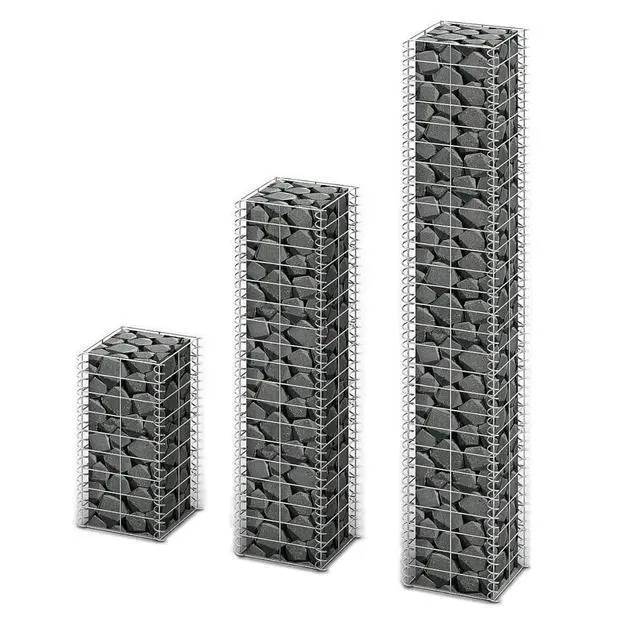 Alt view image 5 of 5 - vidaXL Gabion Basket Set Gabion Wall Cage Stone Wall 3 Piece Galvanized Wire