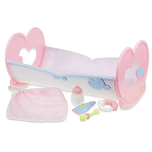 Alt view image 2 of 2 - JC Toys Deluxe Rocking Doll Crib + Accessories 6/Set (BER81450)