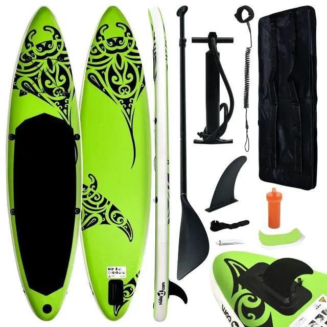Alt view image 13 of 13 - vidaXL Paddleboard Set Inflatable Paddle Board Surf Set Sup Surboard Green