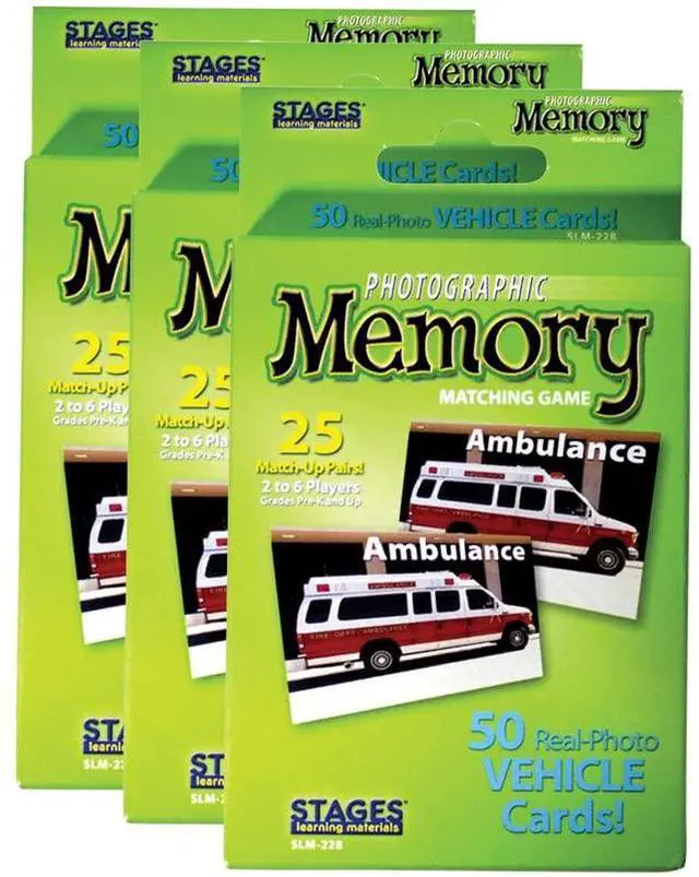 Main image of Photographic Memory Matching Game, Vehicles, Pack of 3