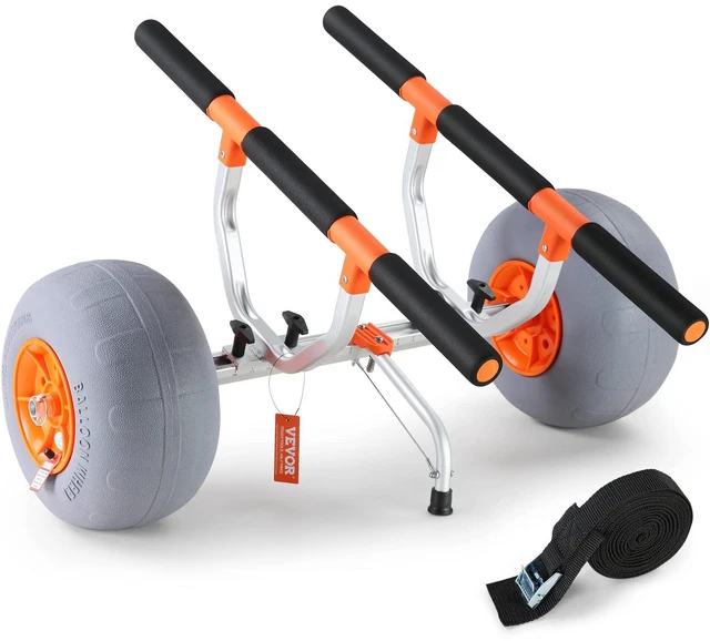 Alt view image 9 of 10 - VEVOR Heavy Duty Kayak Cart, 350lbs Load Capacity, Foldable Canoe Trolley Cart with 12'' Tires, Adjustable Carrier Width & Nonslip Support Foot, for Kayaks Canoes Paddleboards Float Mats Jon Boats