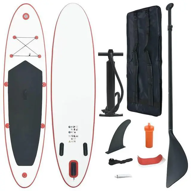 Alt view image 12 of 12 - vidaXL Paddleboard Set Stand up Paddleboard Inflatable Paddleboard Red and White