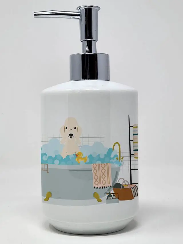 Main image of Sandy Bedlington Terrier in Bathtub Ceramic Soap Dispenser Hand Soap Dispenser Pump Bottles for Bathroom Kitchen, Empty Refillable Liquid Soap Container