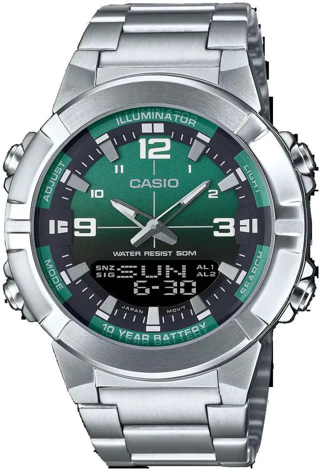 Alt view image 5 of 5 - Casio Analog Digital Green Dial Quartz Sports Men's Watch AMW-870DA-3AV