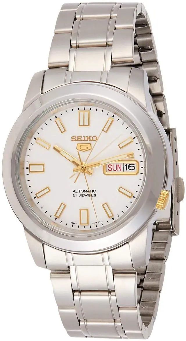 Main image of Seiko Men's SNKK07 5 Stainless Steel White Dial Watch