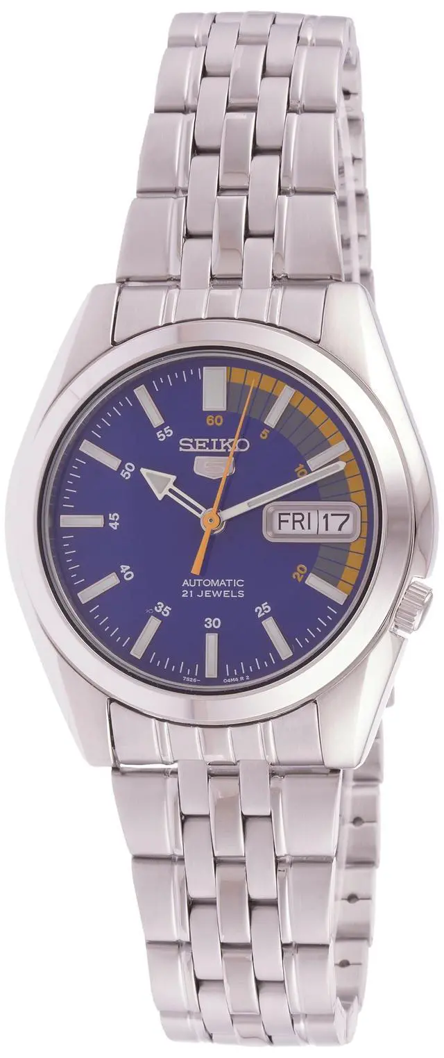 Alt view image 9 of 9 - seiko 5 automatic blue dial silver stainless steel men's watch snk371k1