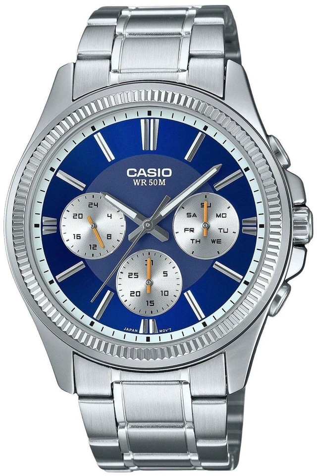 Alt view image 4 of 4 - Casio Enticer Analog Stainless Steel Blue Dial Quartz MTP-1375D-2A1 Men's Watch