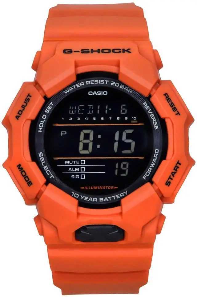 Alt view image 5 of 5 - Casio G-Shock Digital Bio-Based Orange Resin Strap Black Dial Quartz GD-010-4 200M Men's Watch