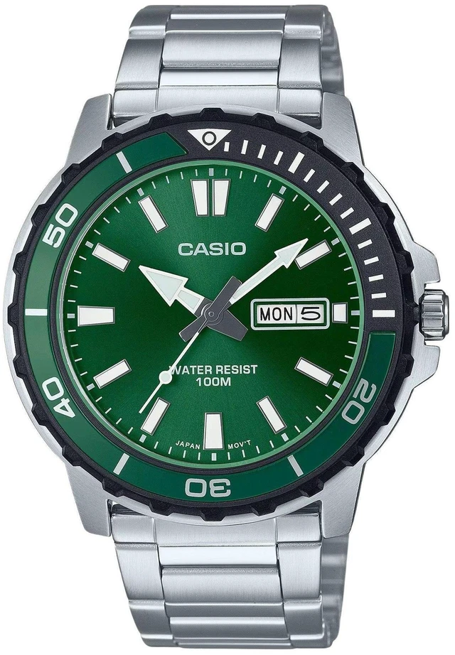 Alt view image 4 of 4 - Casio Standard Analog Green Dial Casual Quartz 100M Men's Watch MTD-125D-3AV