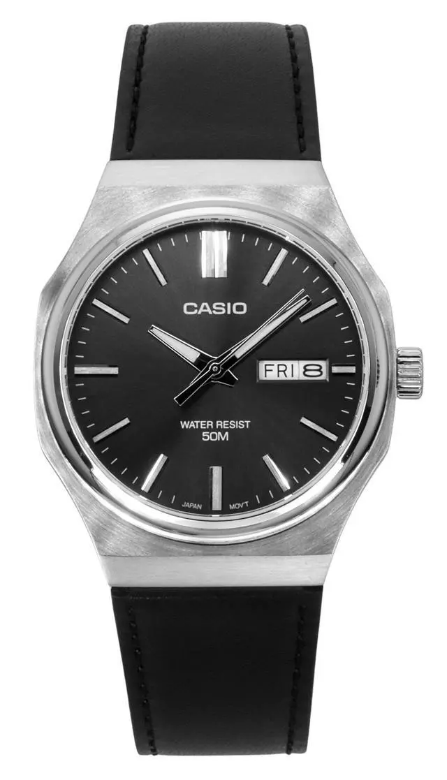 Alt view image 5 of 5 - Casio Standard Analog Leather Strap Grey Dial Quartz MTP-E735L-8AV Men's Watch