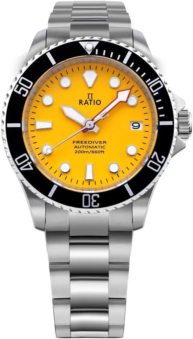 Alt view image 6 of 6 - Ratio FreeDiver Yellow Dial Automatic Diver's 200M Men's Watch RTF044
