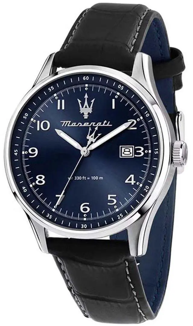 Main image of Maserati Classic Sorpasso Leather Strap Blue Sunray Dial Quartz R8851124003 100M Men's Watch
