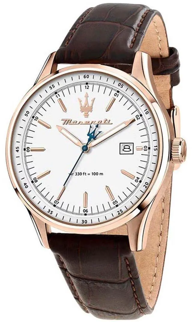 Main image of Maserati Classic Sorpasso Leather Strap Silver Sunray Dial Quartz R8851124002 100M Men's Watch