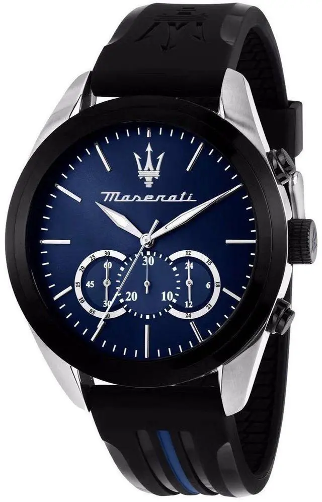Main image of Maserati Traguardo Chronograph Rubber Strap Blue Sunray Dial Quartz R8871612044 100M Men's Watch