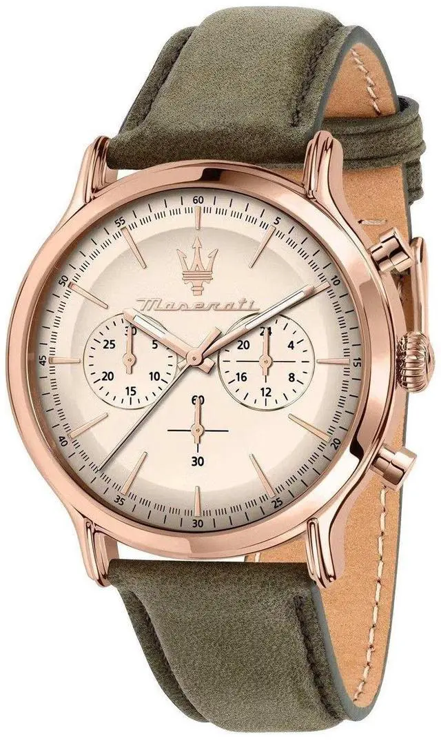 Main image of Maserati Epoca Chronograph Leather Strap Beige Dial Quartz R8871633007 100M Men's Watch