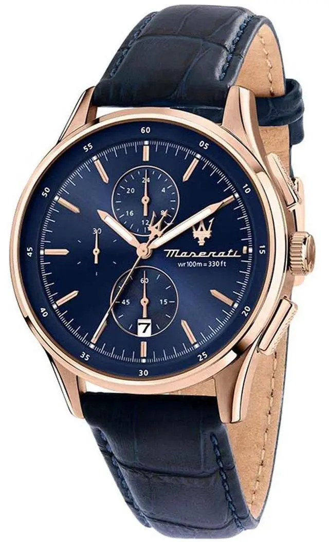 Main image of Maserati Sorpasso Chronograph Leather Strap Blue Sunray Dial Quartz R8871624009 100M Men's Watch