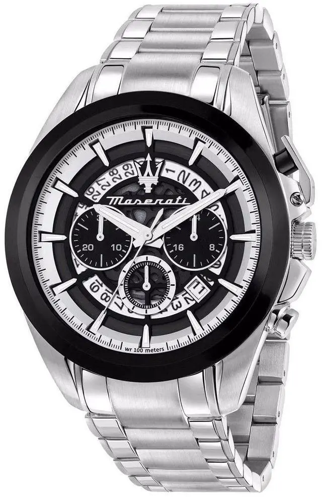 Main image of Maserati Traguardo Chronograph Stainless Steel Multicolor Skeleton Dial Quartz R8873612059 100M Men's Watch