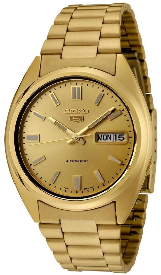 Alt view image 3 of 3 - seiko men's snxs80k seiko 5 automatic gold dial gold-tone stainless steel watch