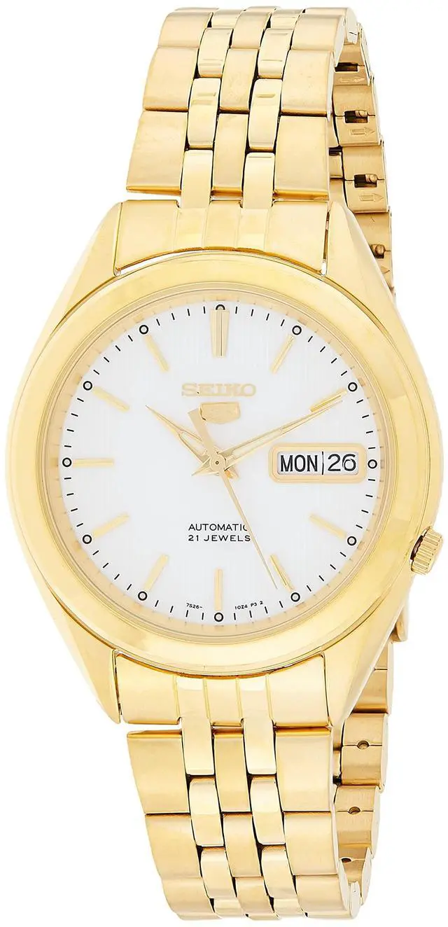 Main image of Seiko Men's SNKL26 Gold Plated Stainless Steel Analog with White Dial Watch