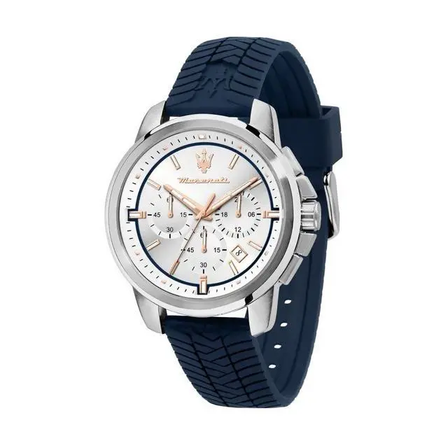 Alt view image 2 of 2 - Maserati Successo Chronograph Silicone Strap Silver Dial Quartz R8871621013 Men'S Watch