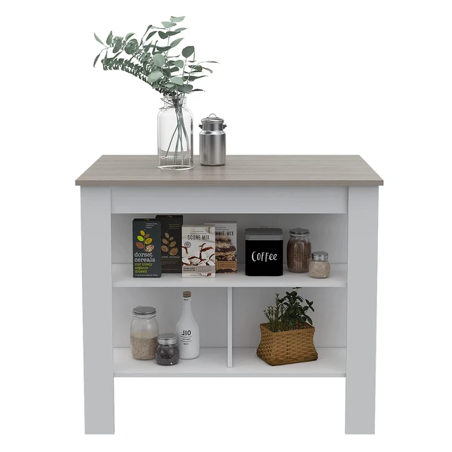 Alt view image 2 of 2 - Brooklyn Antibacterial Surface Kitchen Island, Three Concealed Shelves