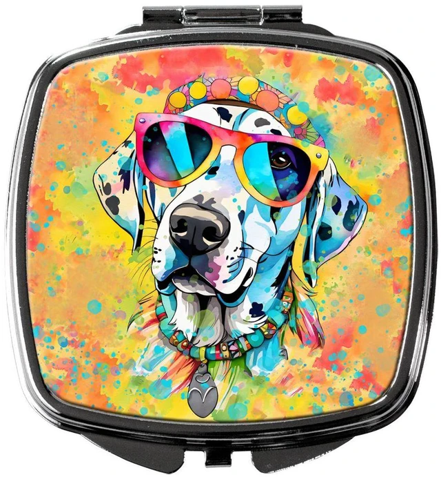Main image of Dalmatian Hippie Dawg Compact Mirror Decorative Travel Makeup Mirror for Women Girls Gifts Pocket Makeup Mirror Folding Handheld