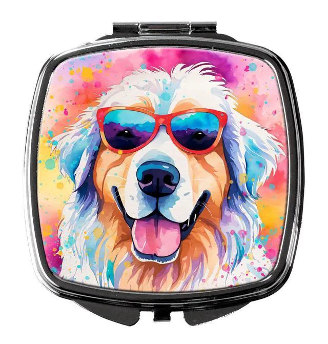 Main image of Great Pyrenees Hippie Dawg Compact Mirror Decorative Travel Makeup Mirror for Women Girls Gifts Pocket Makeup Mirror Folding Handheld