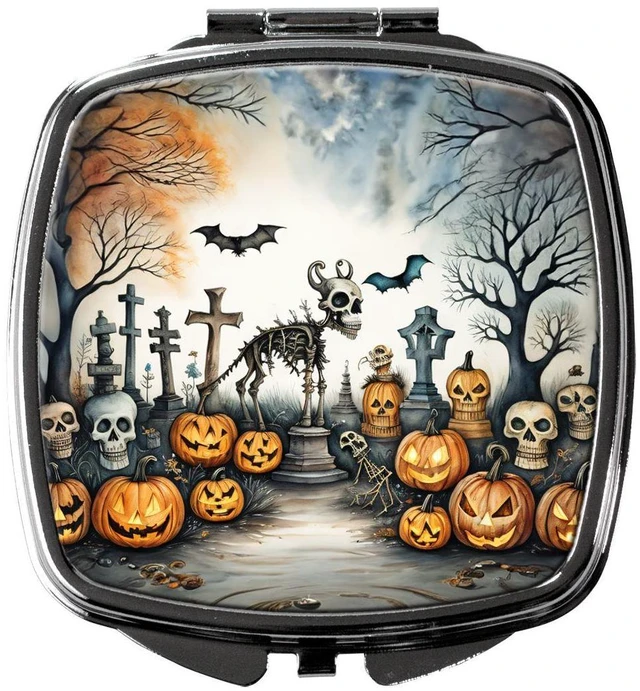 Main image of Pet Cemetery Spooky Halloween Compact Mirror Decorative Travel Makeup Mirror for Women Girls Gifts Pocket Makeup Mirror Folding Handheld