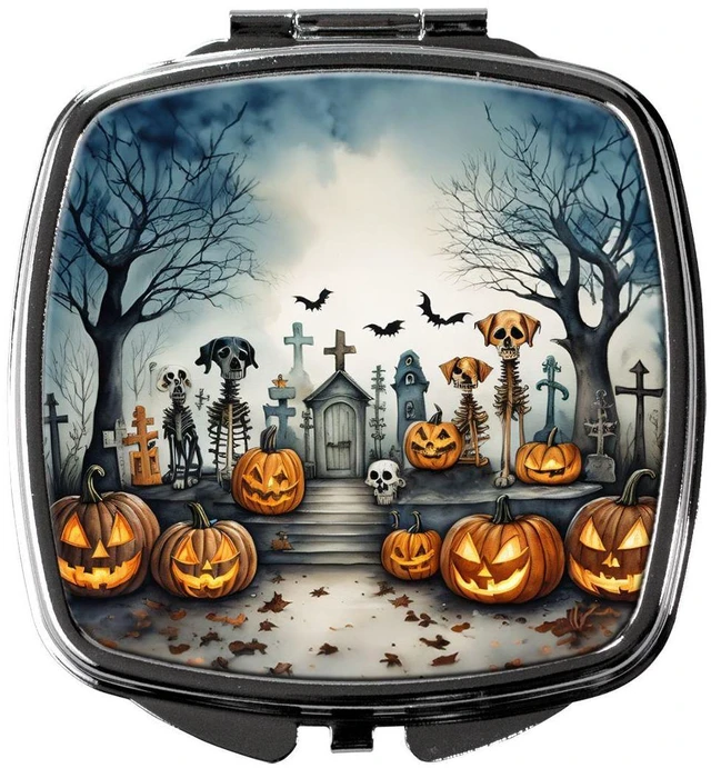 Main image of Pet Cemetery Spooky Halloween Compact Mirror Decorative Travel Makeup Mirror for Women Girls Gifts Pocket Makeup Mirror Folding Handheld