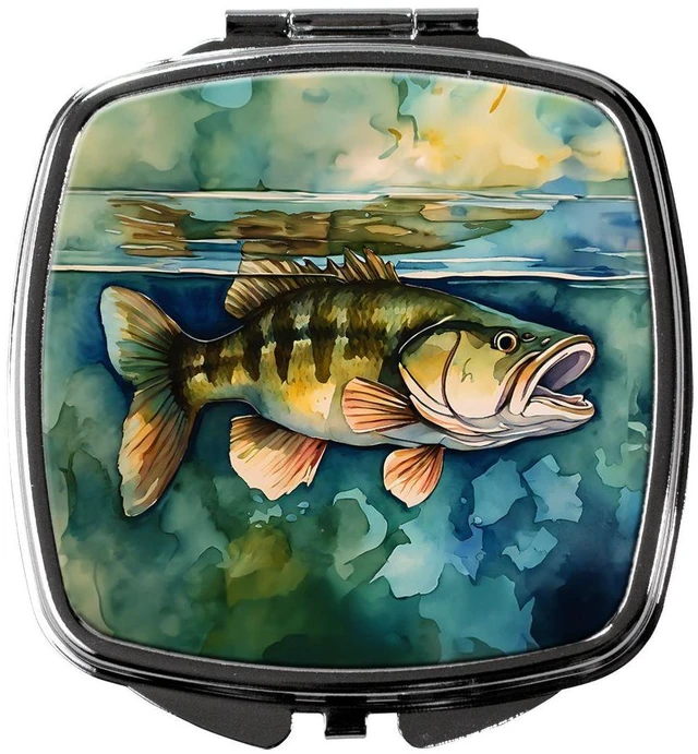 Main image of Smallmouth Bass Compact Mirror Decorative Travel Makeup Mirror for Women Girls Gifts Pocket Makeup Mirror Folding Handheld