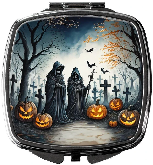 Main image of The Grim Reaper Spooky Halloween Compact Mirror Decorative Travel Makeup Mirror for Women Girls Gifts Pocket Makeup Mirror Folding Handheld
